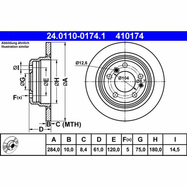 ATE Brake Disc - 410174