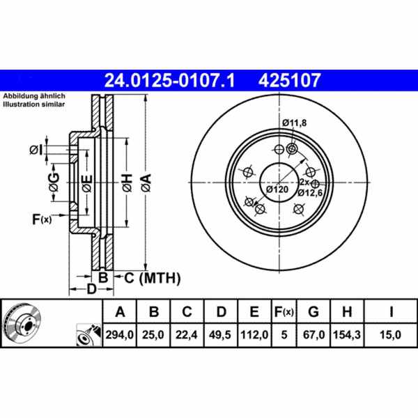 ATE Mercedes Brake Disc - 425107