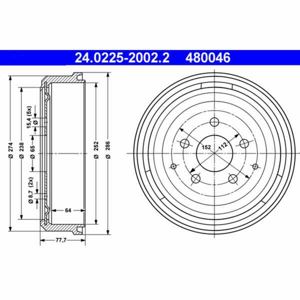 ATE Brake Drum - 480046
