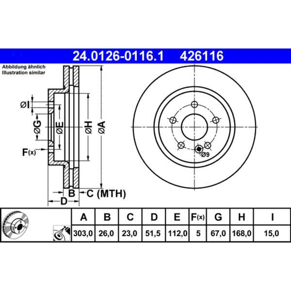 ATE Mercedes Brake Disc - 426116
