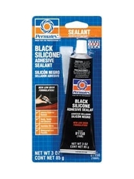 Permatex 81158-12PK Black Silicone Adhesive Sealant, 3 Oz. Tube  Pack Of 12