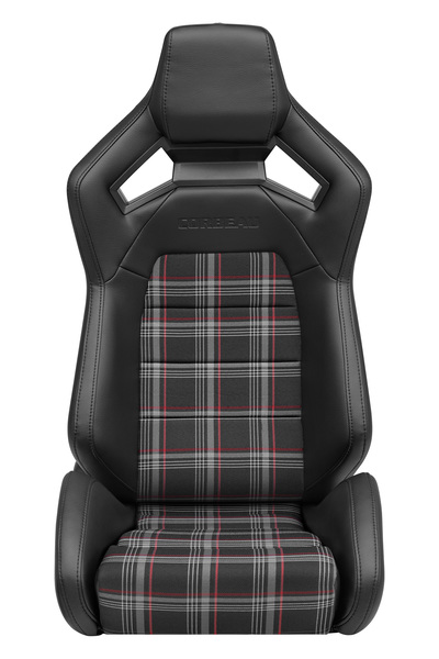 Corbeau RRX Racing Seats - Black Vinyl/Plaid Cloth (Pair)
