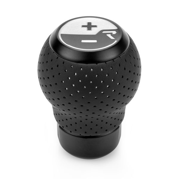 Raceseng Stratose Engraved Shift Knob - Black Matte w/Perforated Leather (VW DSG / Audi S-Tronic)