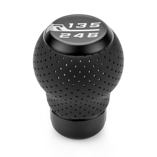 Raceseng Stratose Engraved 6-Speed Shift Knob - Black Matte w/Perforated Leather (VW / Audi Adapter)